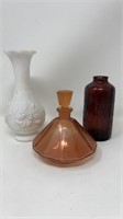 Satin Glass Rose Vase Purple Bottle As-is Perfume