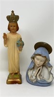 Religious Figurines Holy Mary Chalkware Jesus