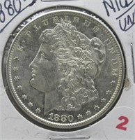 1880-S Morgan Silver Dollar.  UNC/Nice.