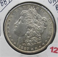 1887 Morgan Silver Dollar. UNC/BU.