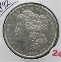 1892 Morgan Silver Dollar.