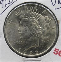 1922 Peace Silver Dollar. UNC.