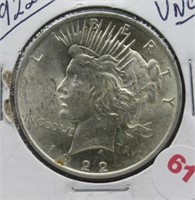 1922 Peace Silver Dollar. UNC.