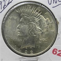 1922 Peace Silver Dollar. UNC.