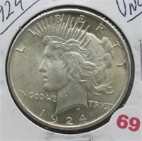 1924 Peace Silver Dollar. UNC.