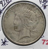 1928 Peace Silver Dollar. Rare.