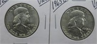 (2) 1963-D UNC Franklin Half Dollars.
