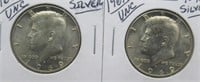 (2) 1969-D UNC 40% Silver Kennedy Half Dollars.