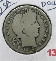 1913 Barber Silver Half Dollar.