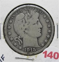 1915 Barber Silver Half Dollar.