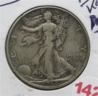1938-D Walking Liberty Silver Half Dollar.