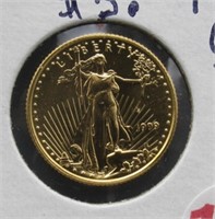 1999 USA $5 1/10 Ounce .999 Fine Gold.