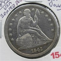 1843 Seated Liberty Dollar.