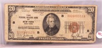Series 1929 $20 Federal Reserve of New York Note.