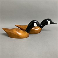 Pair Dave Houle Wildlife Canada Goose Carvings