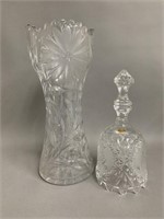 Fine Lead Crystal Bell and Large Flower Vase