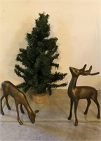 Brass Reindeer Small Tree, Reindeer 7”x4” Small,