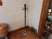Brass and alabaster base floor lamp. 58ins.