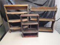 Wooden display shelves. 18x13x5, 24x18x4 &
