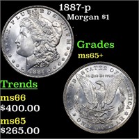 1887-p Morgan Dollar $1 Grades GEM+ Unc