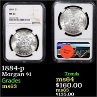 NGC 1884-p Morgan Dollar $1 Graded ms63 By NGC