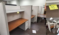 4 SECTION OFFICE CUBICLE WITH DESK AND FILE CABINE