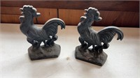 Cast Iron Rooster Book Ends