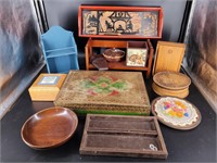 Wooden boxes, trays and displays.