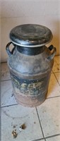 Vintage full size steel milk can with lid