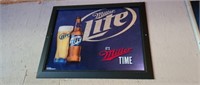 Miller Lite It's Miller time framed beer mirror