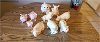 10 assorted porcelain Pig figurines & coin banks