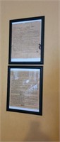 2 framed Constitution of the United States wall