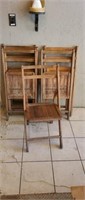 6 vintage solid wood flat folding chairs