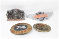 (4) Collector Belt Buckles: 3-Harley Davidson &