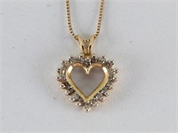 14k & Diamond Heart Pendant & 10k Chain
