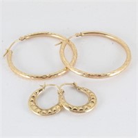 (2) Pair of 10k Gold Hoop Earrings
