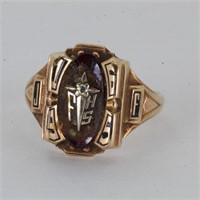 1965 10k Gold & Diamond Chip Class Ring