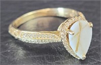 14K Gold Diamond Set Howlite Ring - Appraisal $975