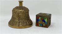 Heavy Brass Bell Chinese Snuff Box Enameled