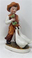 Italian Porcelain Boy w Geese FIgurine poss Capodi