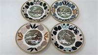1970s Currier & Ives Mosaic Coaster Plates