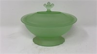 Taussaunt Frosted Satin Glass Footed Candy Dish w