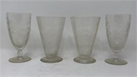 Antique Etched Crystal Glass Goblets Highballs