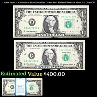 100x 1999  $1 Concutive Serial Number Green Seal F