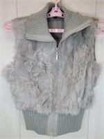 Rabbit Fur Vest Gray by Last Kiss - Size L