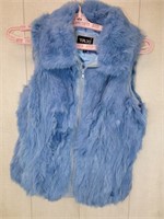 Rabbit Fur Blue Vest by Taxi - Size L