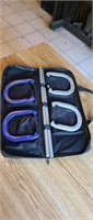 Six piece horseshoe game set with carrying case,