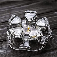 Glass Hearts Tealight Candle Holder