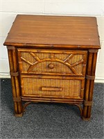Bamboo Caned Hollywood Regency Nightstand