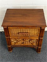 Bamboo Caned Hollywood Regency Nightstand